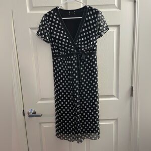 Motherhood Maternity Dress Polka Dot A Line V Neck Black White Size L